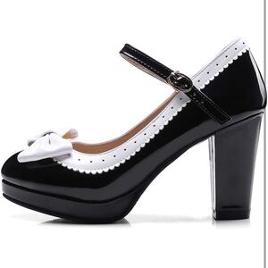 Black and White Mary Jane Heels
